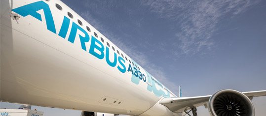 Airbusflugzeug auf dem Rollfeld